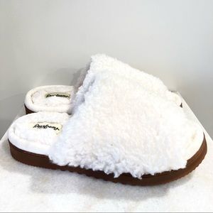 Like New! Dearfoams Womens Plush Memory Foam Open Toe Slippers